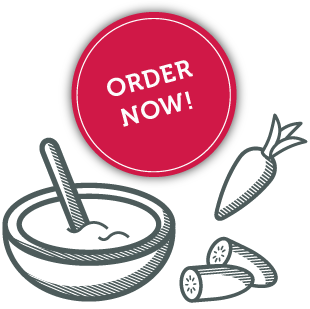 Order Now emblem with food drawing